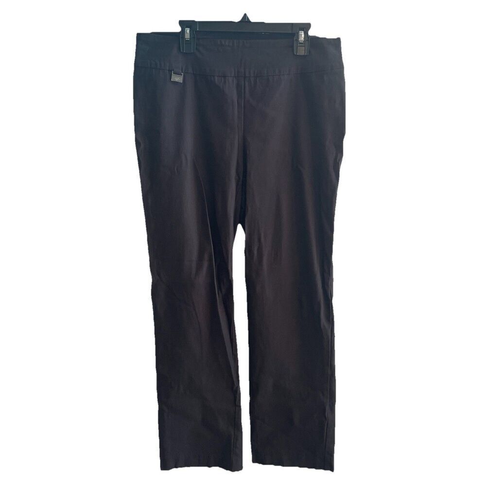Lisette Dark Grey Women Pants Sz 8 Trouser Flat Front Work Straight Leg Classic